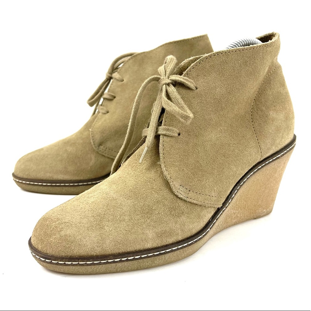 J. Crew Macalister Suede Lace Up Wedge Ankle Boots